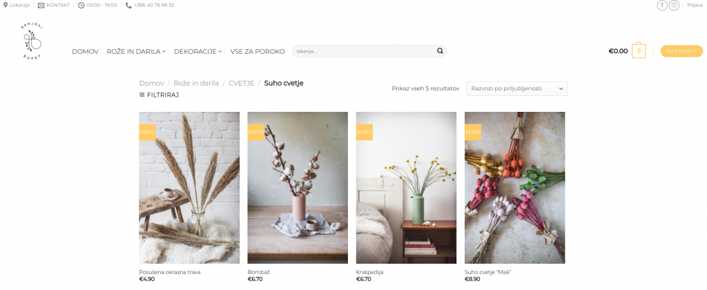 tržna niša suho cvetje